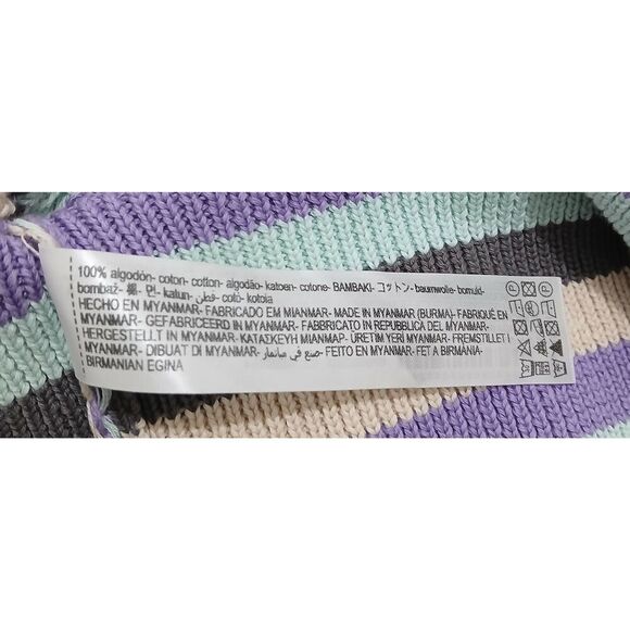 Zara womens small cropped purple beige open knit cotton sweater - Picture 7 of 7